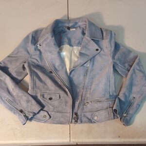 H&M Light Blue Suede Leather Jacket